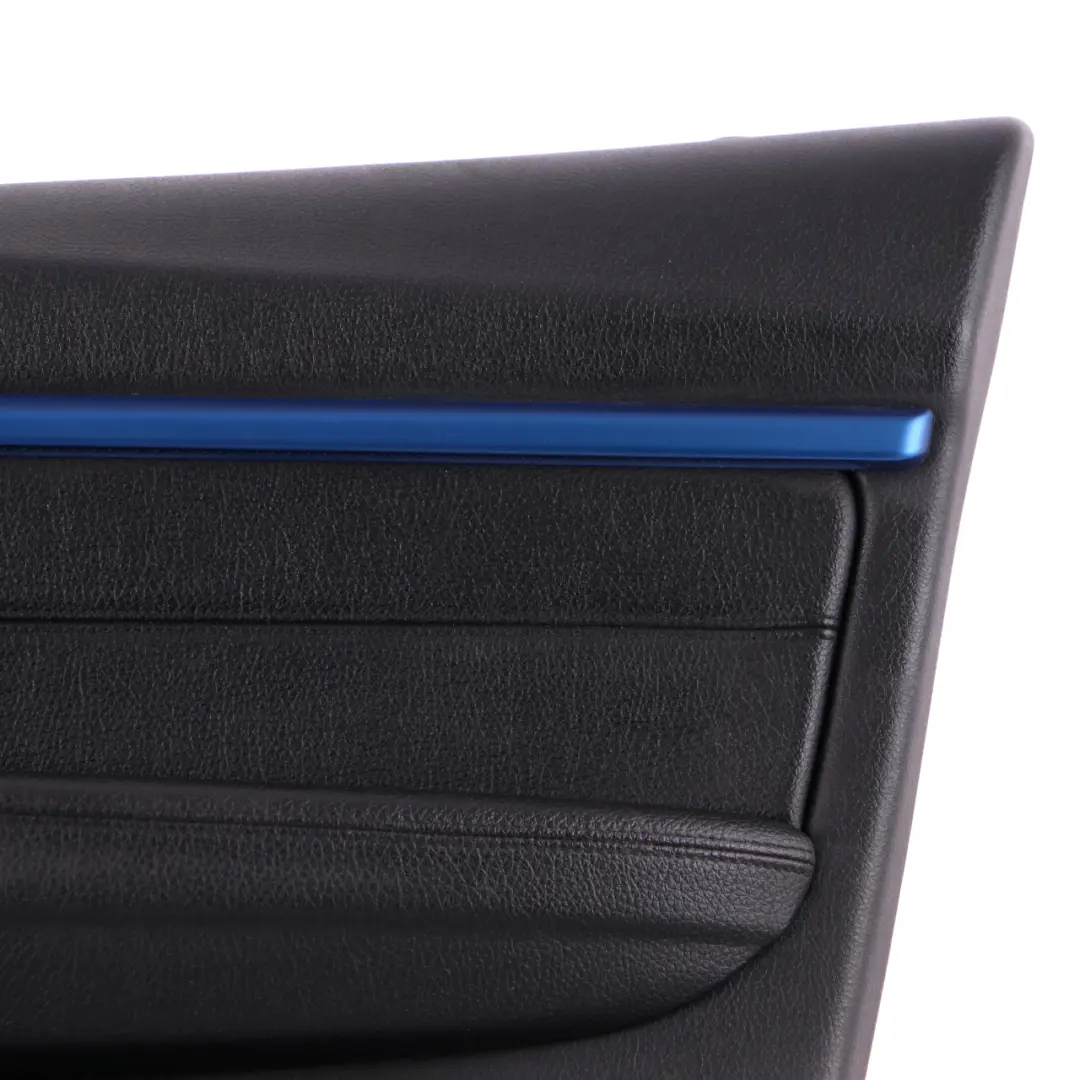 Front Right O/S Door Card Lining Panel Black Leather Blue Strip to BMW 3 F30 F31 with Part number 7279194 BMW 3 F30 F31 Front Right O/S Door Card Lining Panel Black Leather Blue Strip - SKU 7279194-1 - Part number 7279194