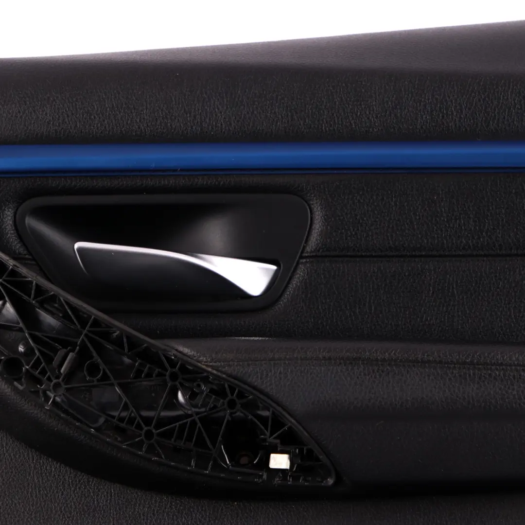 Front Right O/S Door Card Lining Panel Black Leather Blue Strip to BMW 3 F30 F31 with Part number 7279194 BMW 3 F30 F31 Front Right O/S Door Card Lining Panel Black Leather Blue Strip - SKU 7279194-1 - Part number 7279194