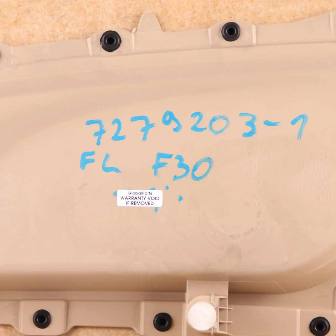 Door Card Front Left N/S Lining Panel Leather Veneto Beige to BMW F30 F31 with Part number 7279203 BMW F30 F31 Door Card Front Left N/S Lining Panel Leather Veneto Beige - SKU 7279203-1 - Part number 7279203