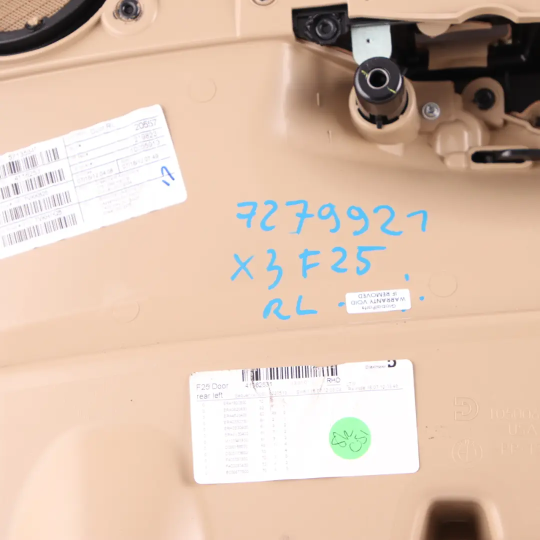  Door Card BMW X3 F25 Rear Left N/S Trim Lining Cover Leather Nevada Beige - SKU 7279921 - Part number 7279921