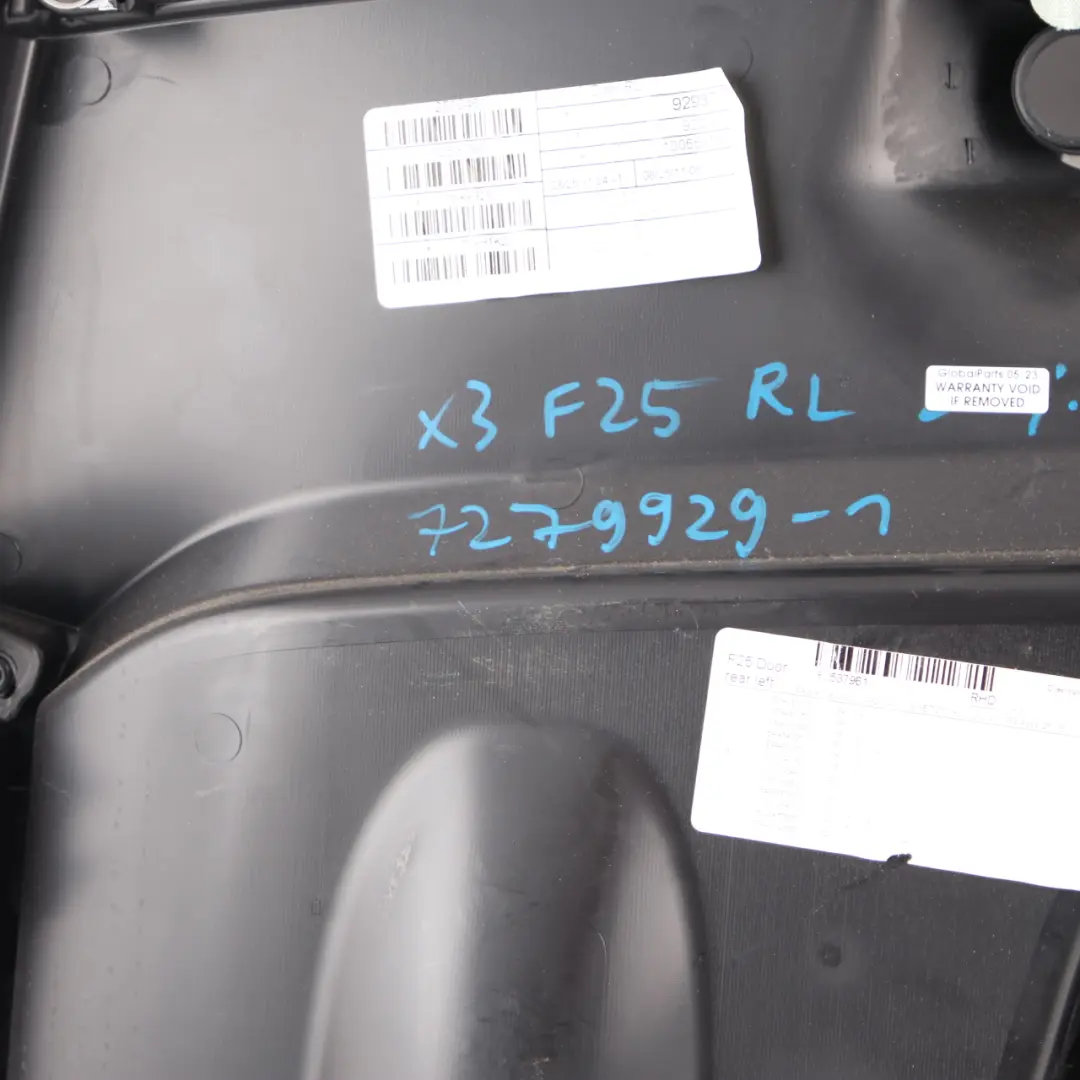  Tarjeta de Puerta BMW F25 Trasera Izquierda Forro Cubierta Cuero Nevada Negro - SKU 7279929-1 - Número de pieza 7279929