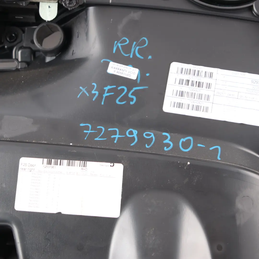  Carte de Porte BMW F25 Couvercle de garniture arrière droite Cuir Nevada Noir - SKU 7279930 - Numéro de pièce 7279930