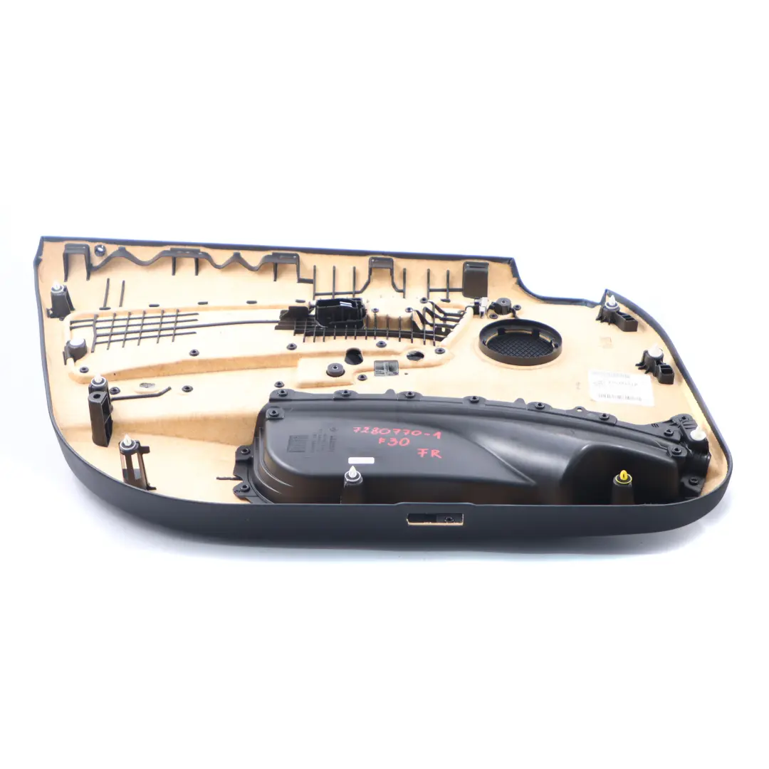 Scheda Porta Anteriore Destra Pannello Fodera Porta Pelle Nero Oyster per BMW F30 con numero di parte 7280770 BMW F30 Scheda Porta Anteriore Destra Pannello Fodera Porta Pelle Nero Oyster - SKU 7280770-1 - Numero di parte 7280770