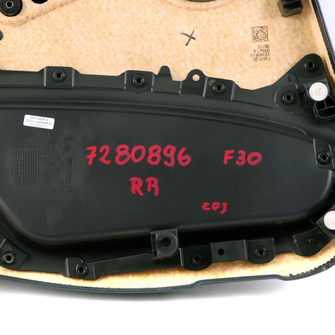 BMW F30 F31 Hinten Rechts Tür Karte Verkleidung Panel Stoff Move Anthrazit - SKU 7280896 - Teilenummer 7280896