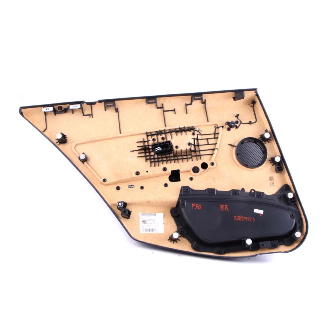 Tarjeta de Puerta Trasera Derecha Forro Panel Negro Cuero Dakota para BMW F30 F31 con número de pieza 7280904 BMW F30 F31 Tarjeta de Puerta Trasera Derecha Forro Panel Negro Cuero Dakota - SKU 7280904 - Número de pieza 7280904