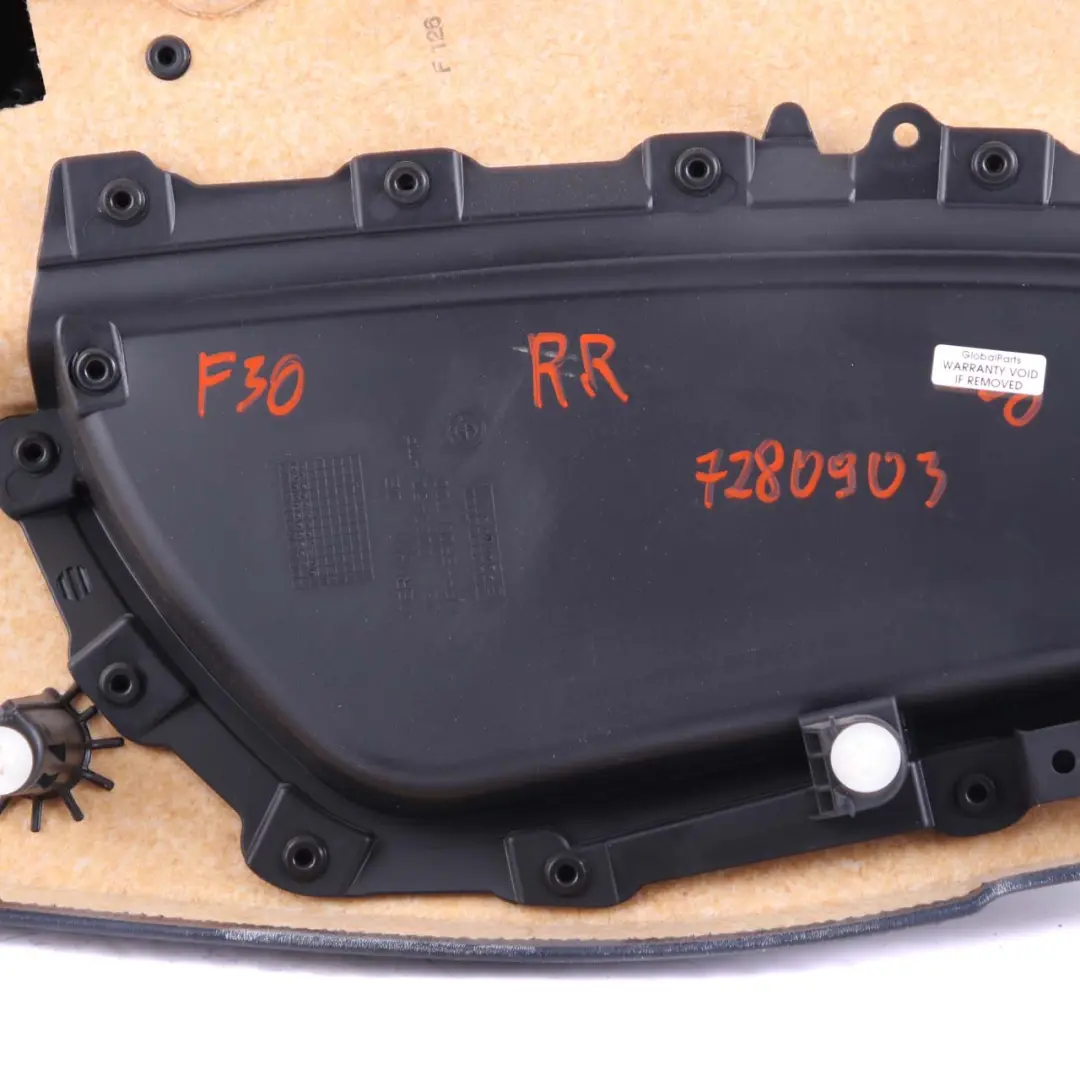BMW F30 F31 Door Card Rear Right O/S Lining Panel Black Leather Dakota - SKU 7280904 - Part number 7280904