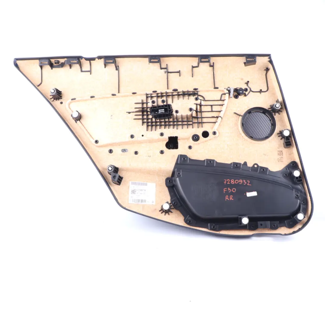 Door Card Rear Right O/S Door Lining Panel Fabric Anthracite Grey to BMW F30 F31 with Part number 7280932 BMW F30 F31 Door Card Rear Right O/S Door Lining Panel Fabric Anthracite Grey - SKU 7280932 - Part number 7280932