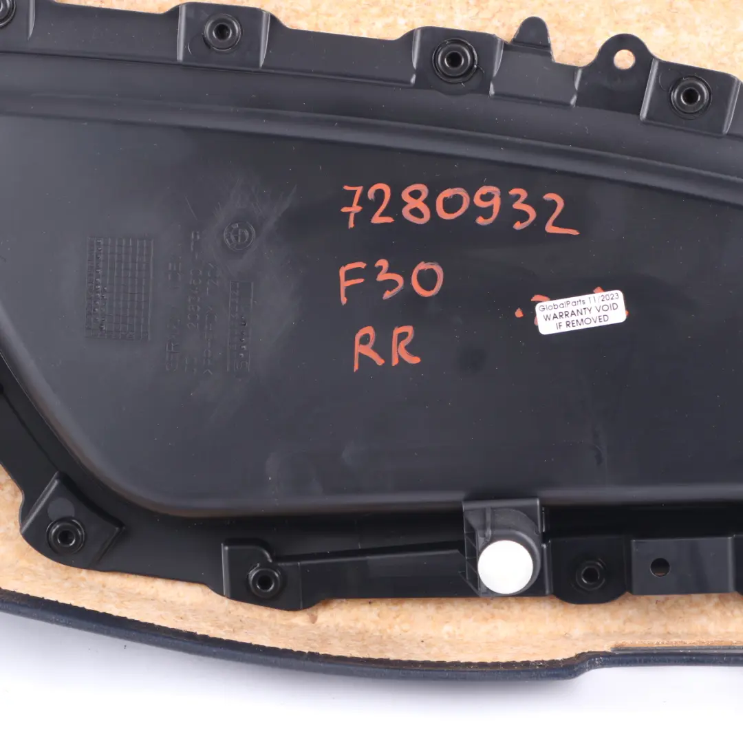 Door Card Rear Right O/S Door Lining Panel Fabric Anthracite Grey to BMW F30 F31 with Part number 7280932 BMW F30 F31 Door Card Rear Right O/S Door Lining Panel Fabric Anthracite Grey - SKU 7280932 - Part number 7280932