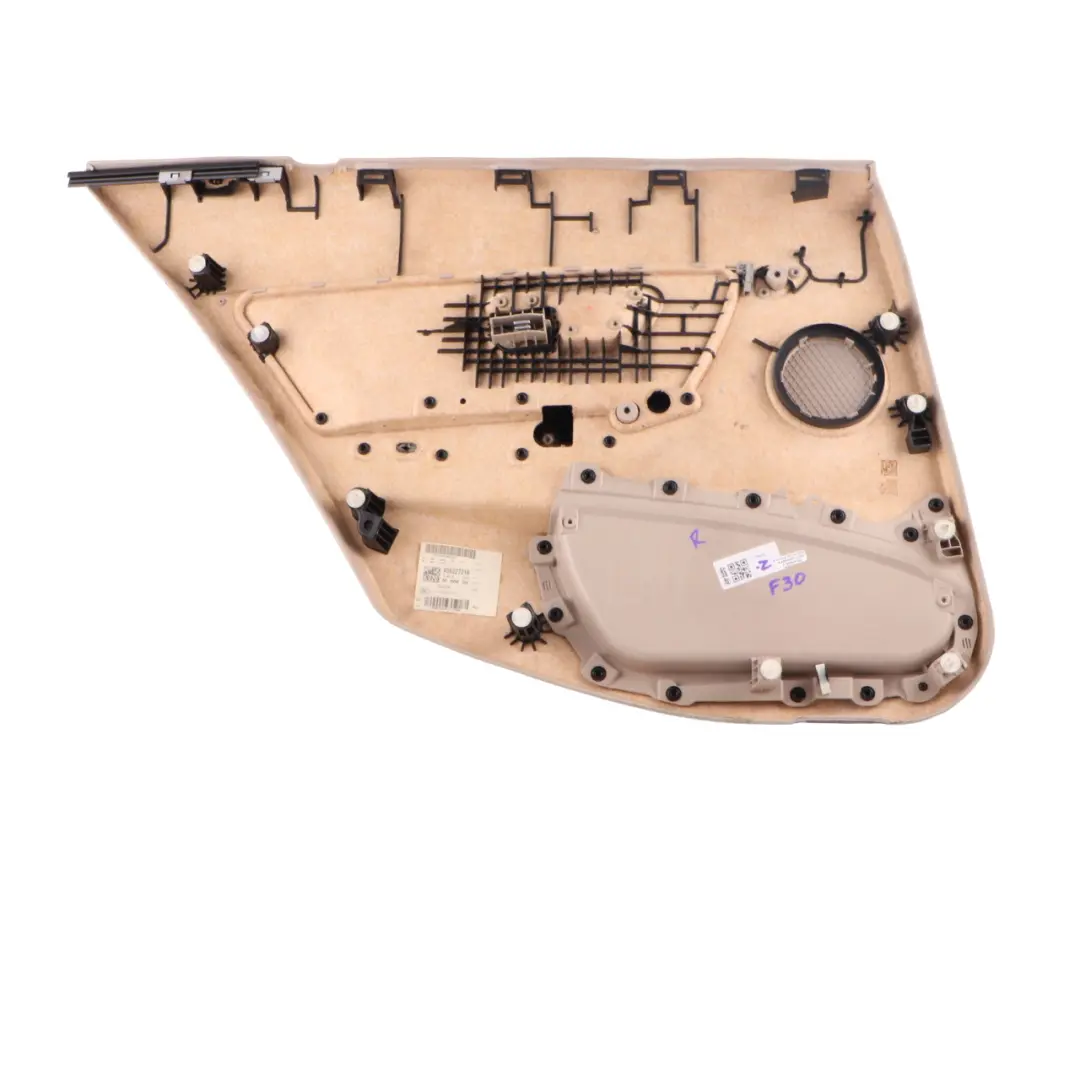 Door Card Rear Right O/S Door Lining Panel Cloth Fabric Oyster to BMW F30 F31 with Part number 7280936 BMW F30 F31 Door Card Rear Right O/S Door Lining Panel Cloth Fabric Oyster - SKU 7280936 - Part number 7280936