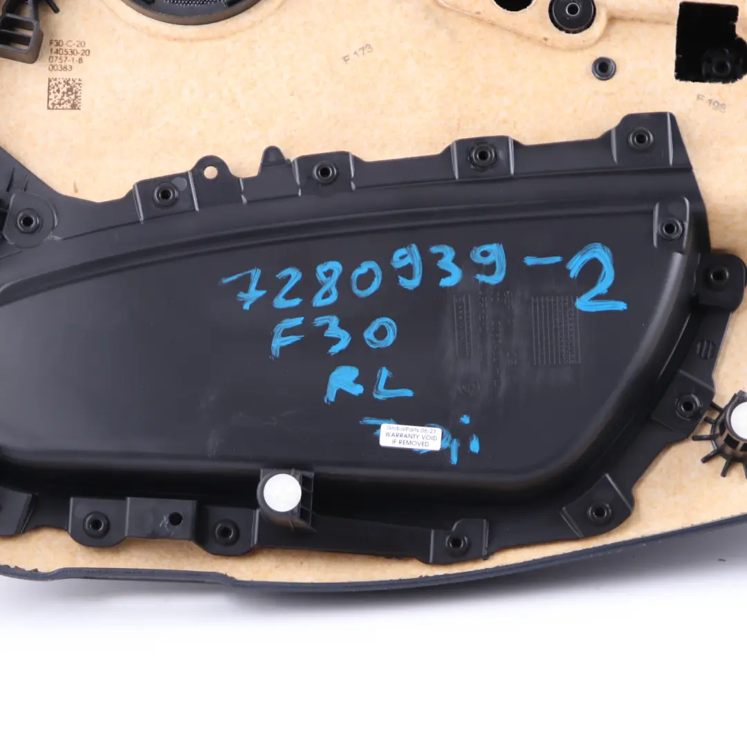 Door Card Rear Left N/S Door Lining Trim Panel Black Leather to BMW F30 F31 with Part number 7280939 BMW F30 F31 Door Card Rear Left N/S Door Lining Trim Panel Black Leather - SKU 7280939-2 - Part number 7280939