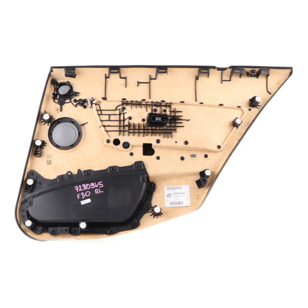 BMW F30 F31 Door Card Rear Left N/S Door Lining Panel Leather Black Red - SKU 7280945 - Part number 7280943