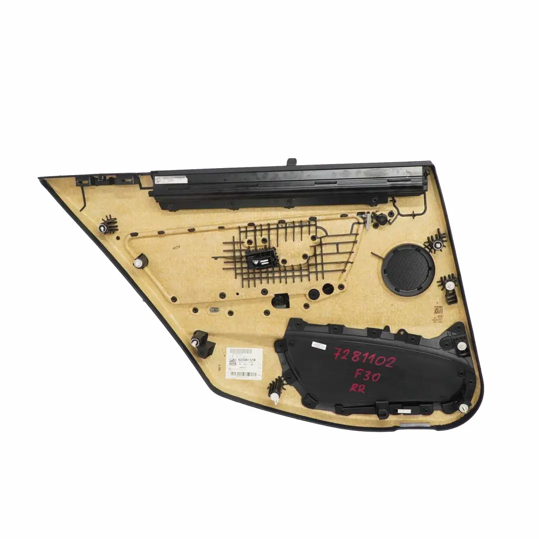  £BMW F30 Door Card Rear Right O/S Lining Trim Panel Roller Blind Black Leather - SKU 7281102 - Part number 7281102