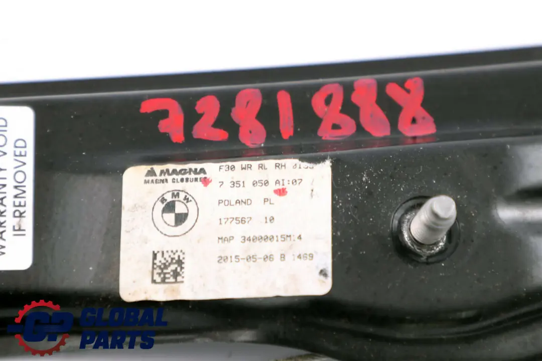 Window Lifter Regulator Door Rear Right O/S 7351050 BMW 3 Series F30 F31 - SKU 7281888 - Part number 7234599