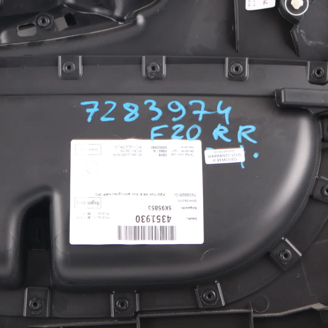 BMW F20 Embellecedor Tarjeta Puerta Trasera Derecha Forro Tela Gris Antracita - SKU 7283974 - Número de pieza 7283974