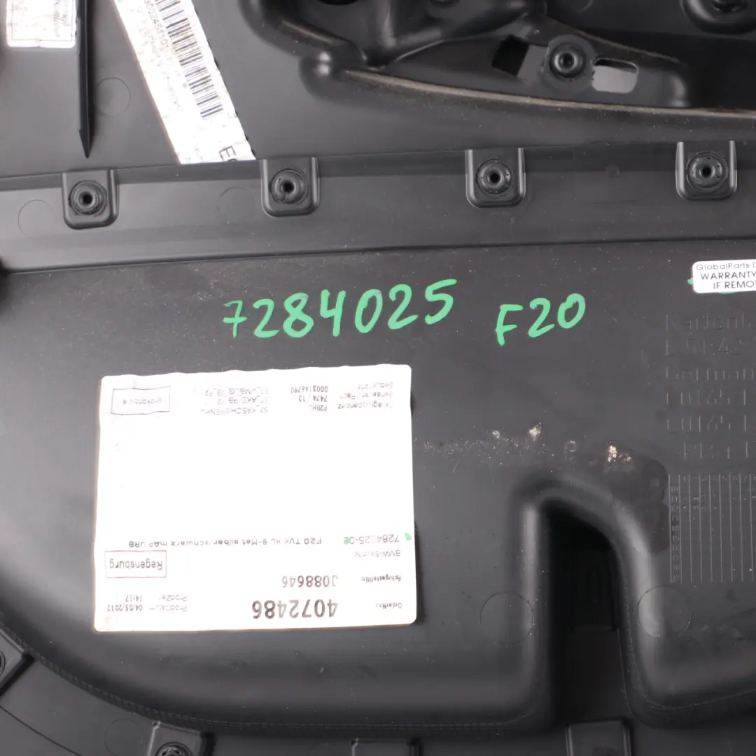 Door Card Rear Left N/S Door Lining Trim Panel Cloth Leather Metro to BMW F20 with Part number 7284025 BMW F20 Door Card Rear Left N/S Door Lining Trim Panel Cloth Leather Metro - SKU 7284025 - Part number 7284025