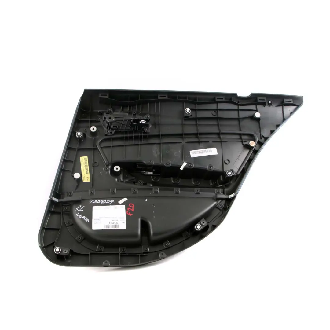 Panel de Tarjeta de Puerta Trasera Izquierda Forro Tapa Cuero Negro para BMW F20 con número de pieza 7284027 BMW F20 Panel de Tarjeta de Puerta Trasera Izquierda Forro Tapa Cuero Negro - SKU 7284027 - Número de pieza 7284027