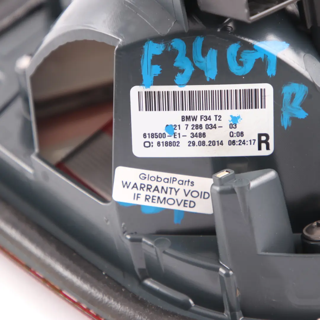 BMW F34 GT Luz Trasera Derecha En Tapa Maletero Maletero Portón Trasero - SKU 7286034 - Número de pieza 7286034