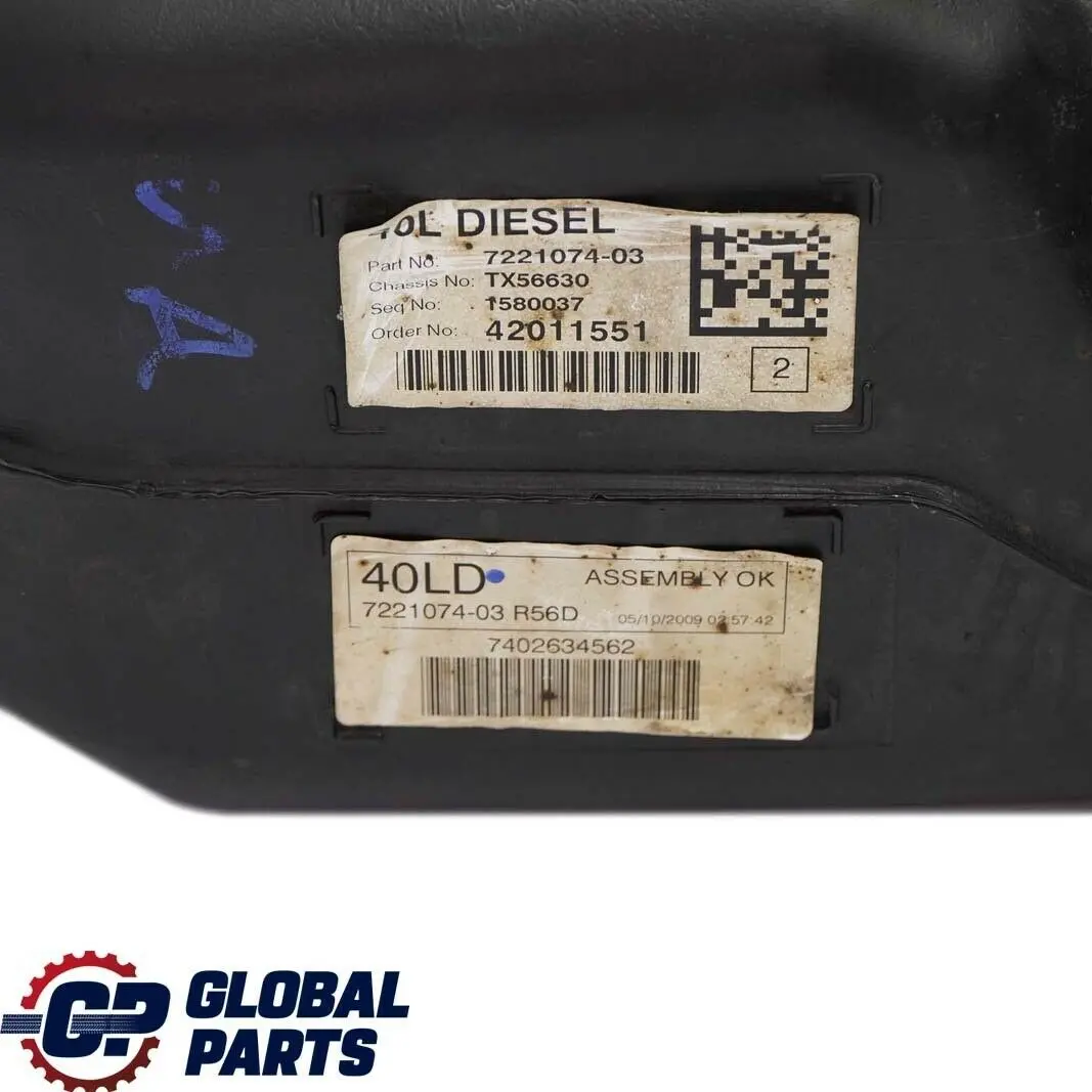 Complete Diesel Fuel Tank 40 L W16 to BMW Mini Clubman Cooper One D R55 R56 with Part number 7286256 BMW Mini Clubman Cooper One D R55 R56 Complete Diesel Fuel Tank 40 L W16 - SKU 7286256 - Part number 7286256
