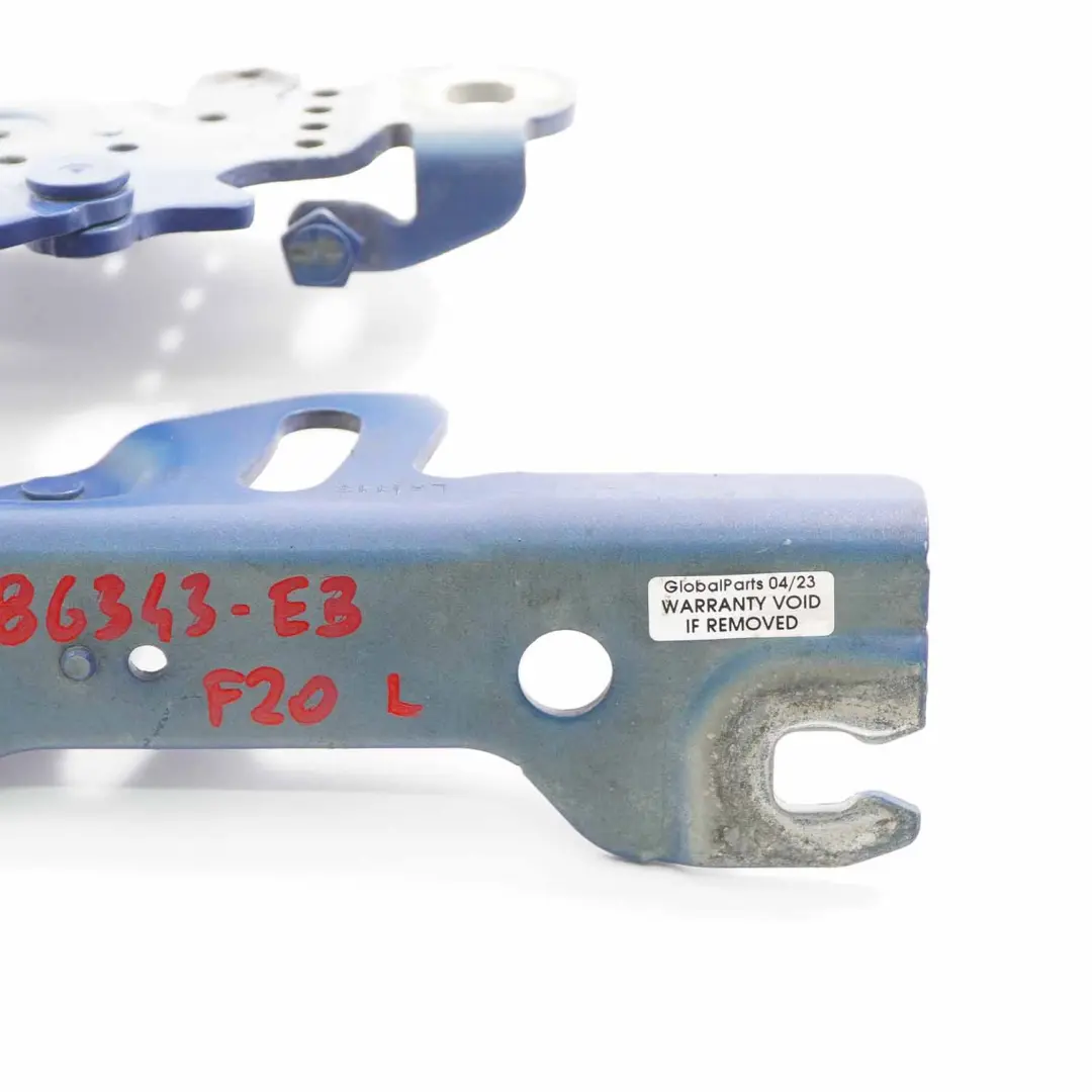 Capot Charnière avant gauche Estoril Blue - B45 7336699 pour BMW F20 F21 F30 à propos du numéro de pièce 7286343 BMW F20 F21 F30 Capot Charnière avant gauche Estoril Blue - B45 7336699 - SKU 7286343-EB - Numéro de pièce 7286343