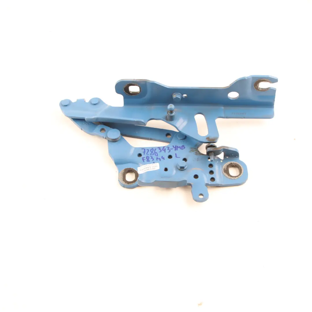 Hood Hinge BMW F20 F21 F30 Front Bonnet Left N/S Yas Marina Blue - B68 7336699 to with Part number 7286343 Hood Hinge BMW F20 F21 F30 Front Bonnet Left N/S Yas Marina Blue - B68 7336699 - SKU 7286343-YMB - Part number 7286343