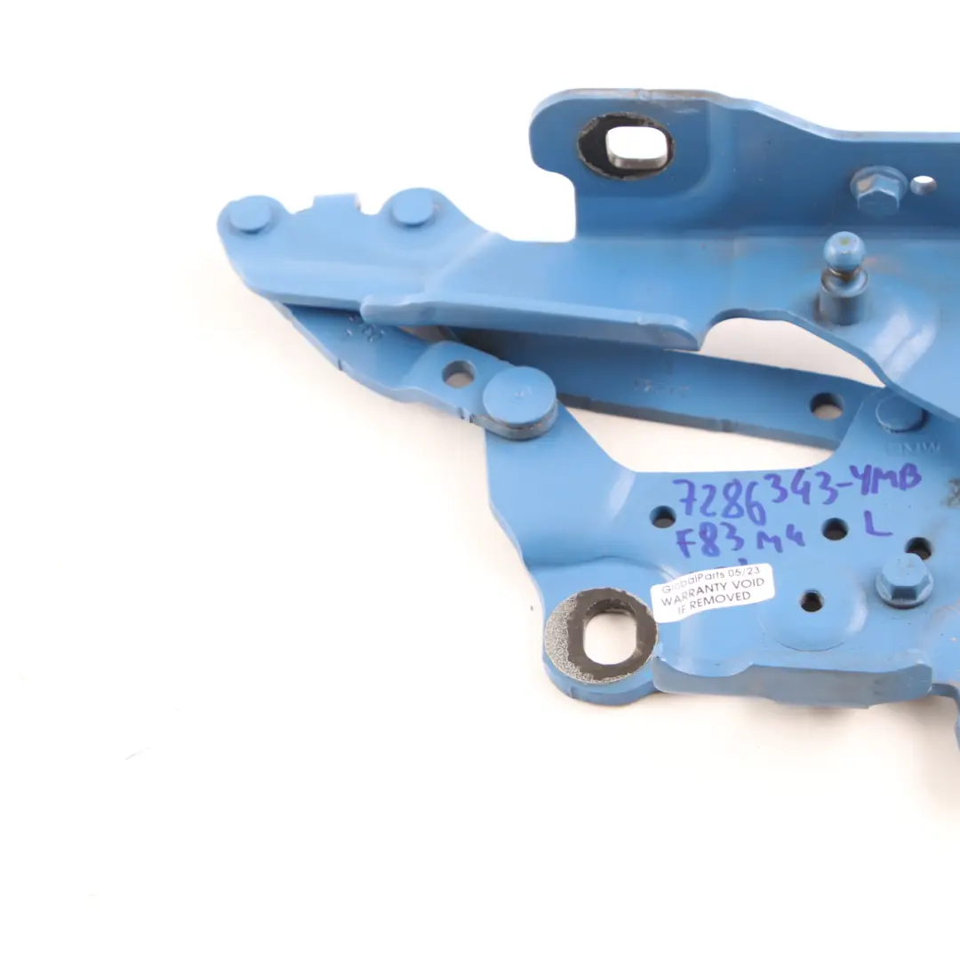 Hood Hinge BMW F20 F21 F30 Front Bonnet Left N/S Yas Marina Blue - B68 7336699 to with Part number 7286343 Hood Hinge BMW F20 F21 F30 Front Bonnet Left N/S Yas Marina Blue - B68 7336699 - SKU 7286343-YMB - Part number 7286343