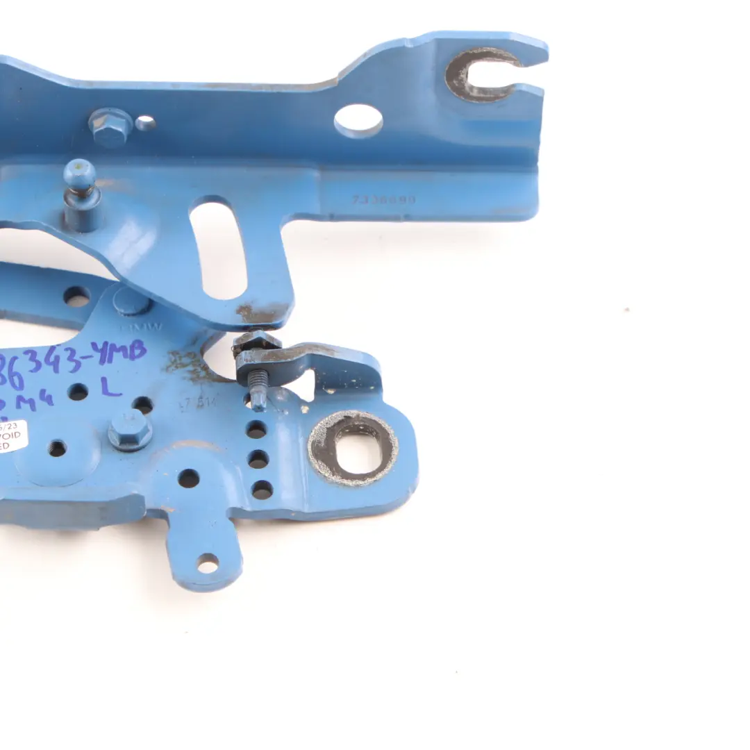Hood Hinge BMW F20 F21 F30 Front Bonnet Left N/S Yas Marina Blue - B68 7336699 to with Part number 7286343 Hood Hinge BMW F20 F21 F30 Front Bonnet Left N/S Yas Marina Blue - B68 7336699 - SKU 7286343-YMB - Part number 7286343