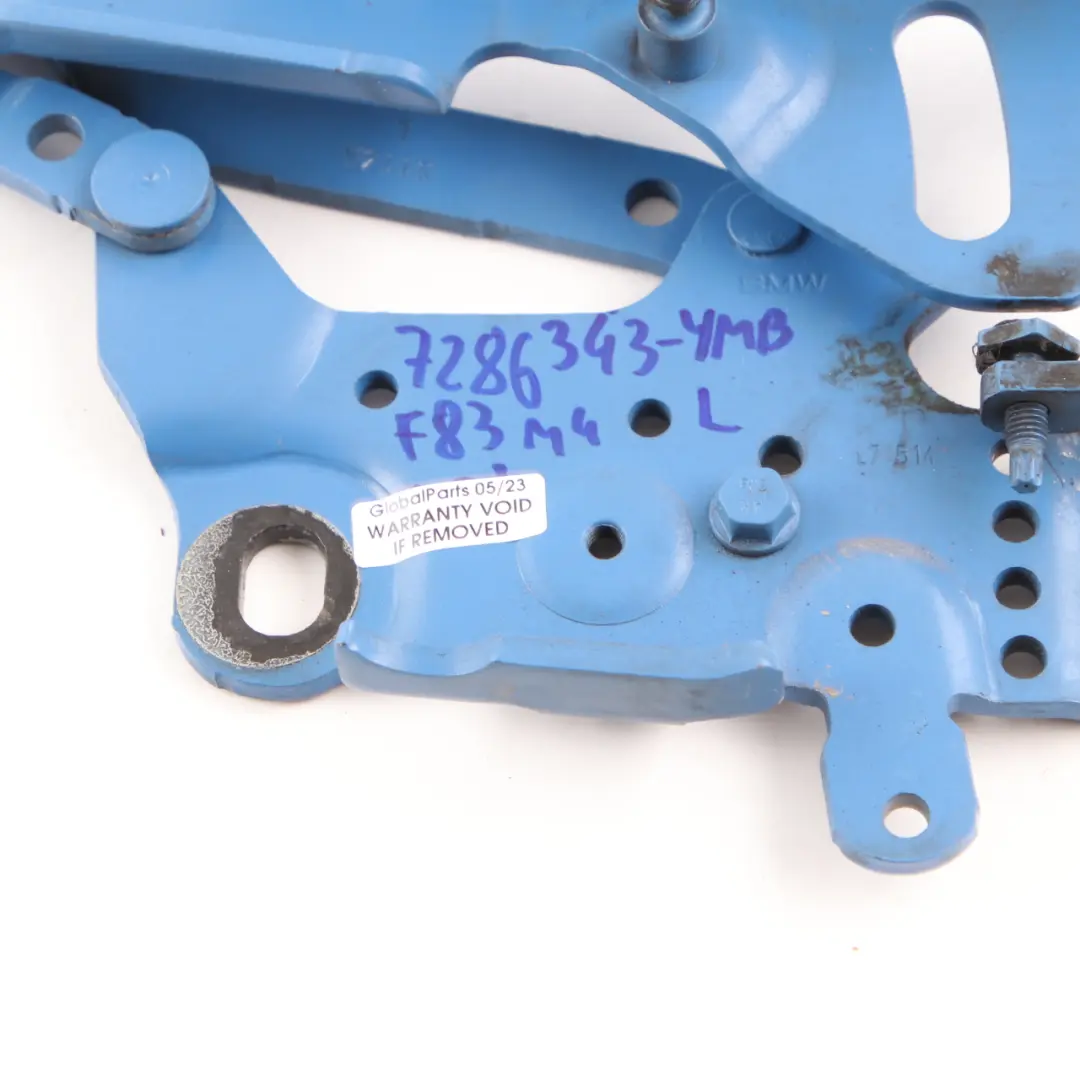 Hood Hinge BMW F20 F21 F30 Front Bonnet Left N/S Yas Marina Blue - B68 7336699 to with Part number 7286343 Hood Hinge BMW F20 F21 F30 Front Bonnet Left N/S Yas Marina Blue - B68 7336699 - SKU 7286343-YMB - Part number 7286343
