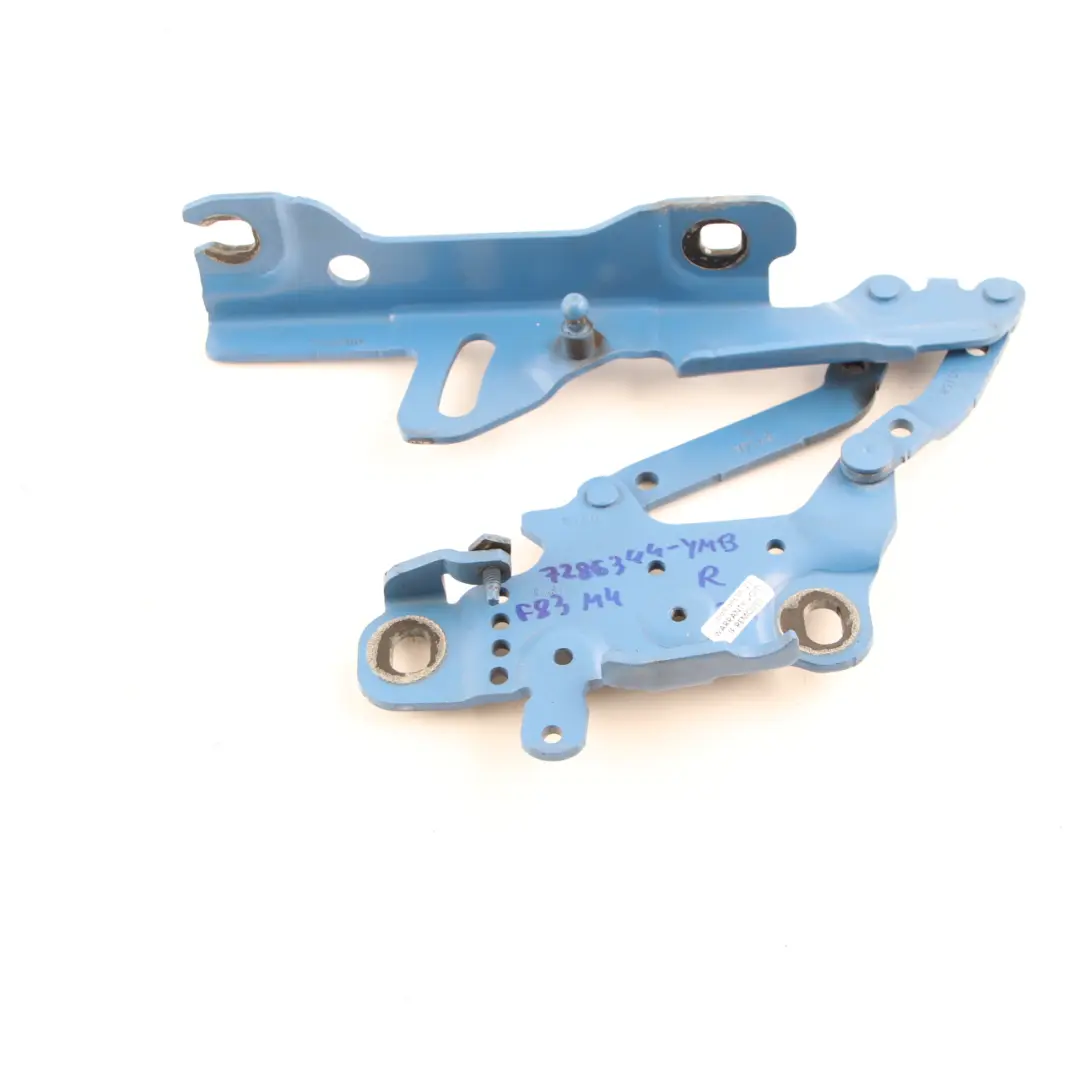 Hood Hinge BMW F20 F21 F30 Bonnet Front Right O/S Yas Marina Blue - B68 7336700 to with Part number 7286344 Hood Hinge BMW F20 F21 F30 Bonnet Front Right O/S Yas Marina Blue - B68 7336700 - SKU 7286344-YMB - Part number 7286344