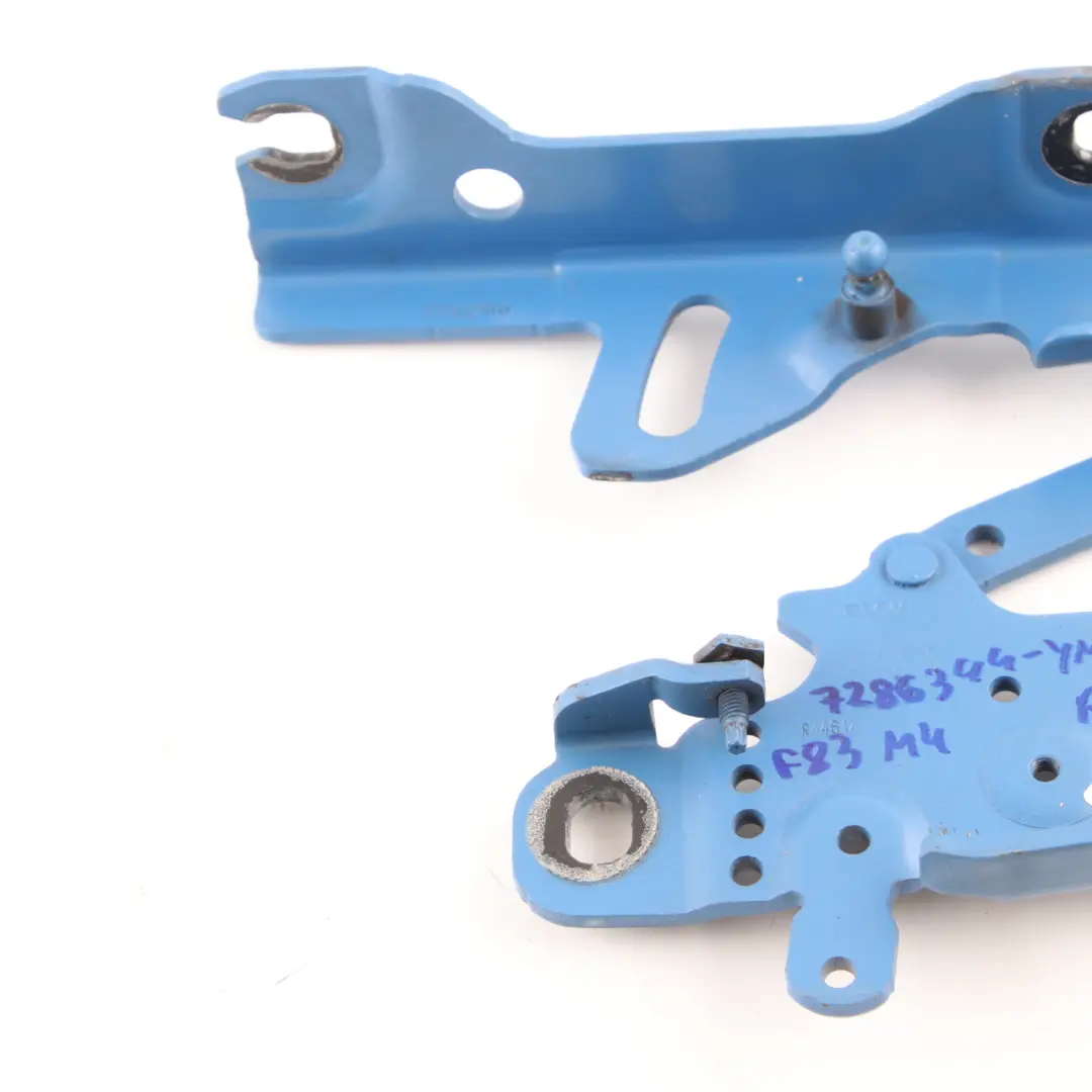 Hood Hinge BMW F20 F21 F30 Bonnet Front Right O/S Yas Marina Blue - B68 7336700 to with Part number 7286344 Hood Hinge BMW F20 F21 F30 Bonnet Front Right O/S Yas Marina Blue - B68 7336700 - SKU 7286344-YMB - Part number 7286344