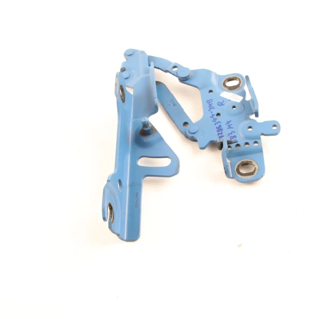 Hood Hinge BMW F20 F21 F30 Bonnet Front Right O/S Yas Marina Blue - B68 7336700 to with Part number 7286344 Hood Hinge BMW F20 F21 F30 Bonnet Front Right O/S Yas Marina Blue - B68 7336700 - SKU 7286344-YMB - Part number 7286344