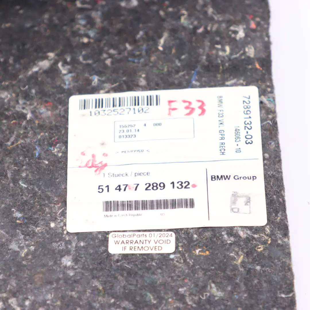 Tapicerka Boczna Bagażnika Lewa Czarna do BMW F33 o numerze 7289131 BMW F33 Tapicerka Boczna Bagażnika Lewa Czarna - SKU 7289131 - Numer Części 7289131