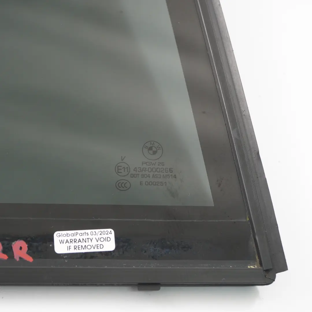 Puerta Ventana Fija Vidrio Traser Derecho Triángulo Negro AS3 para BMW X5 F15 con número de pieza 7289686 BMW X5 F15 Puerta Ventana Fija Vidrio Traser Derecho Triángulo Negro AS3 - SKU 7289686 - Número de pieza 7289686