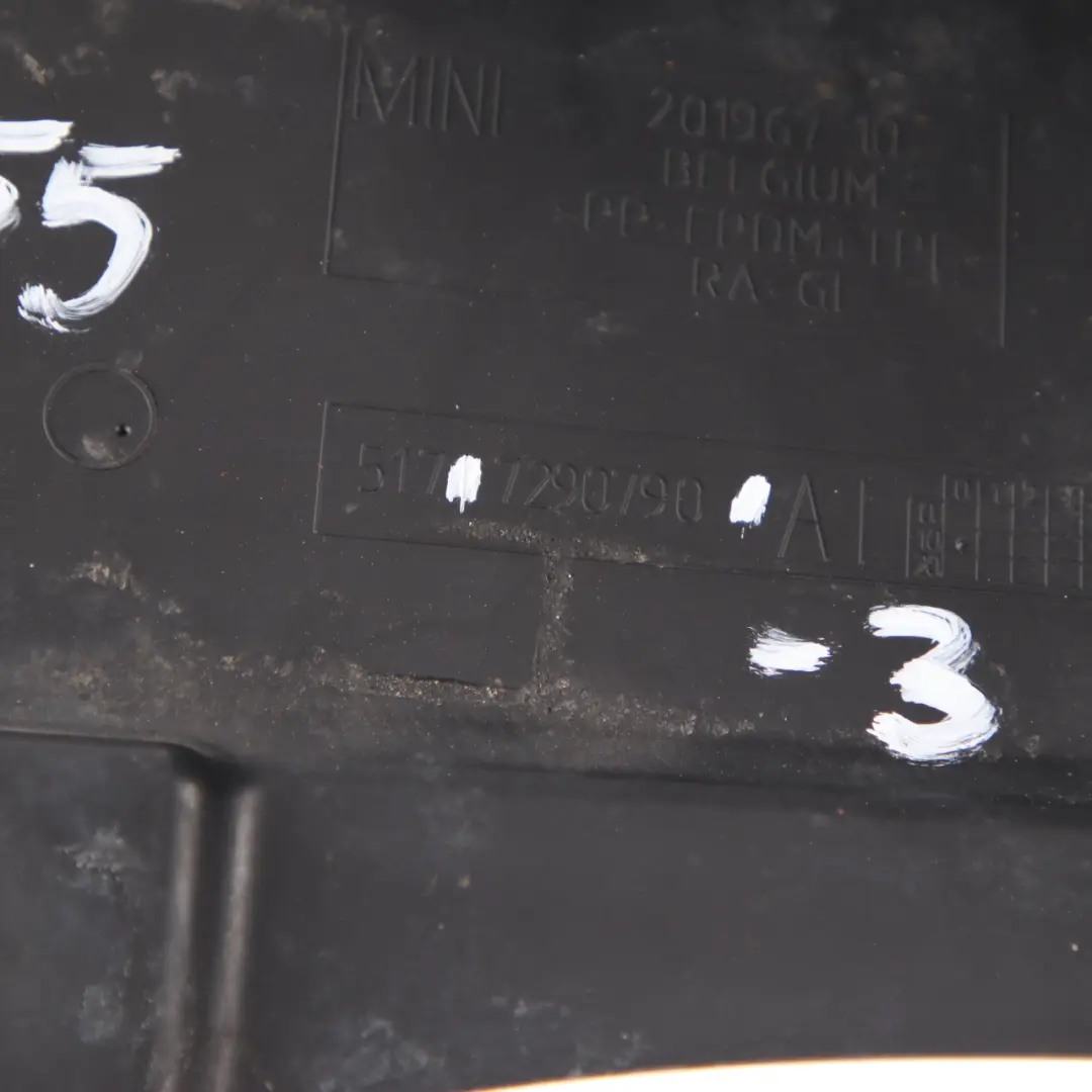 Panneau de recouvrement de l'arche de roue avant droite pour Mini F55 F56 à propos du numéro de pièce 7290790 Mini F55 F56 Panneau de recouvrement de l'arche de roue avant droite - SKU 7290790-3 - Numéro de pièce 7290790