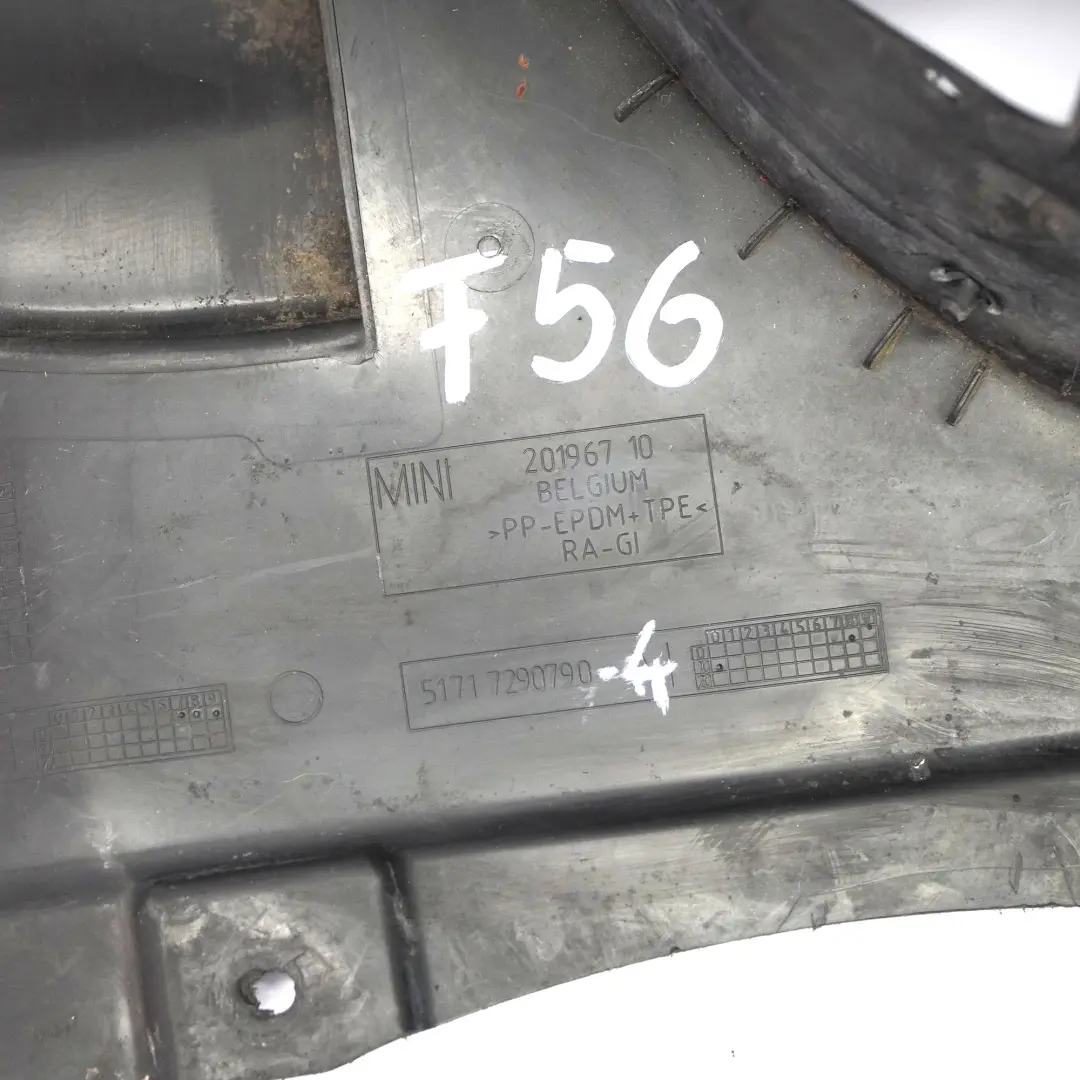 Arch Front Right Wheel Splash Shield Cover Panel to Mini F55 F56 Wheel with Part number 7290790 Mini F55 F56 Wheel Arch Front Right Wheel Splash Shield Cover Panel - SKU 7290790-4 - Part number 7290790