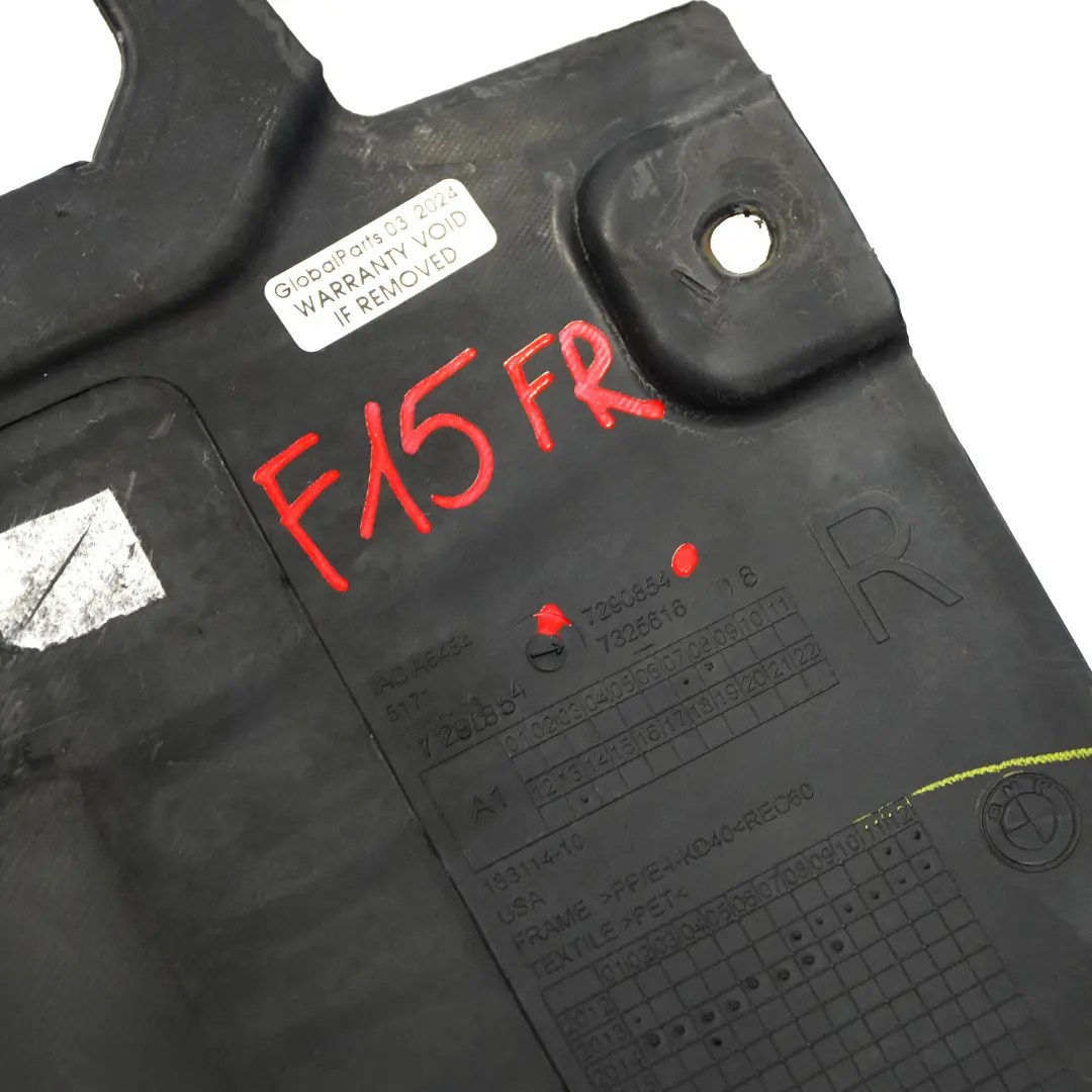 Paso rueda delantero derecho Cubierta Protector para BMW X5 F15 con número de pieza 7290854 BMW X5 F15 Paso rueda delantero derecho Cubierta Protector - SKU 7290854 - Número de pieza 7290854