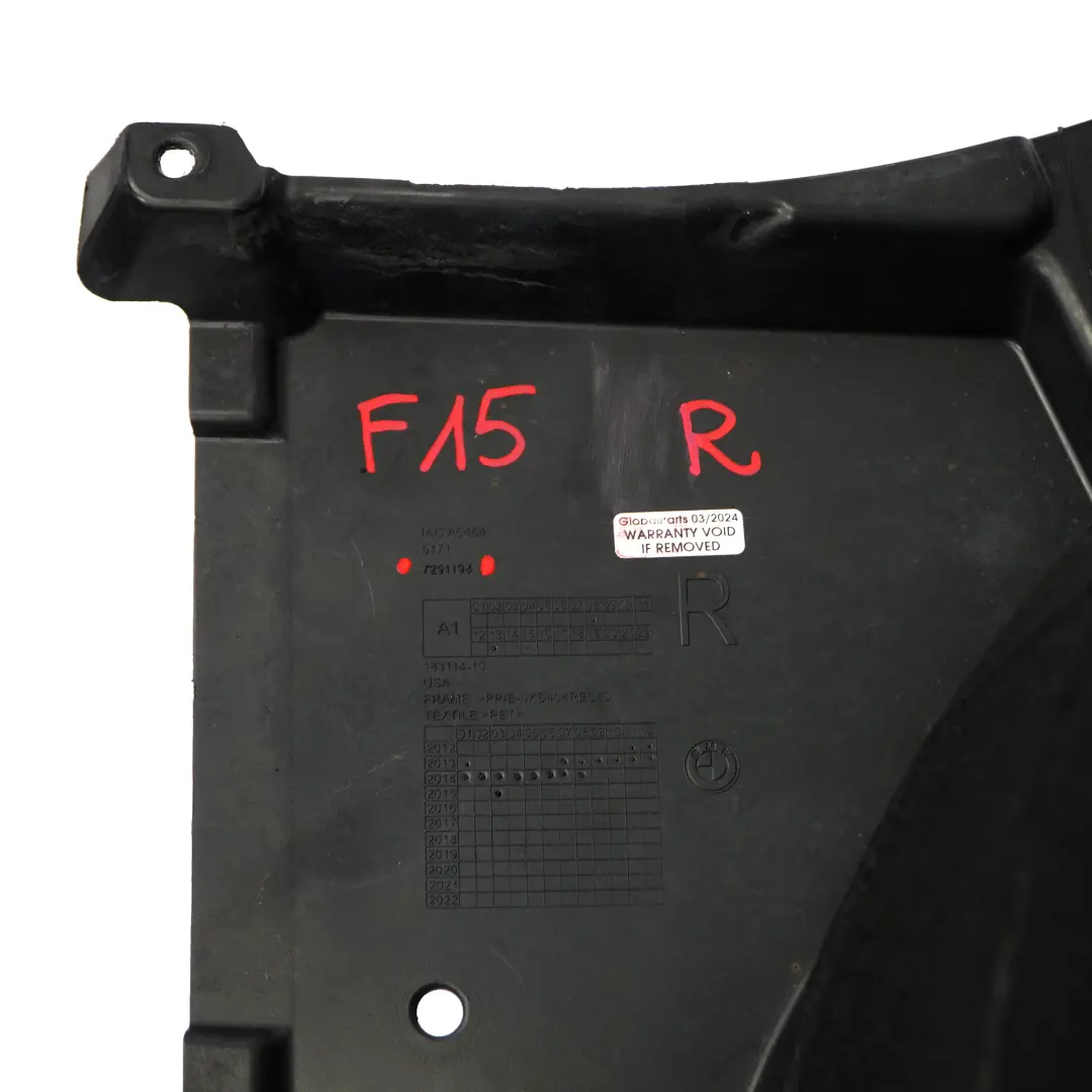 Passaruota anteriore destro Copertura Alloggiamento per BMW X5 F15 con numero di parte 7291198 BMW X5 F15 Passaruota anteriore destro Copertura Alloggiamento - SKU 7291198 - Numero di parte 7291198