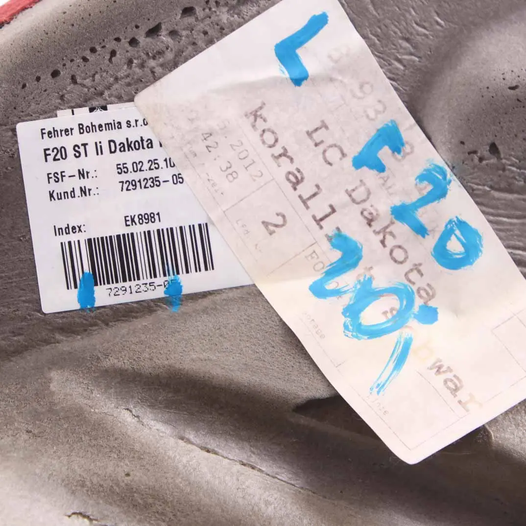 Finition de siège arrière gauche revêtement cuir rouge corail pour BMW F20 F21 à propos du numéro de pièce 7291235 BMW F20 F21 Finition de siège arrière gauche revêtement cuir rouge corail - SKU 7291235 - Numéro de pièce 7291235