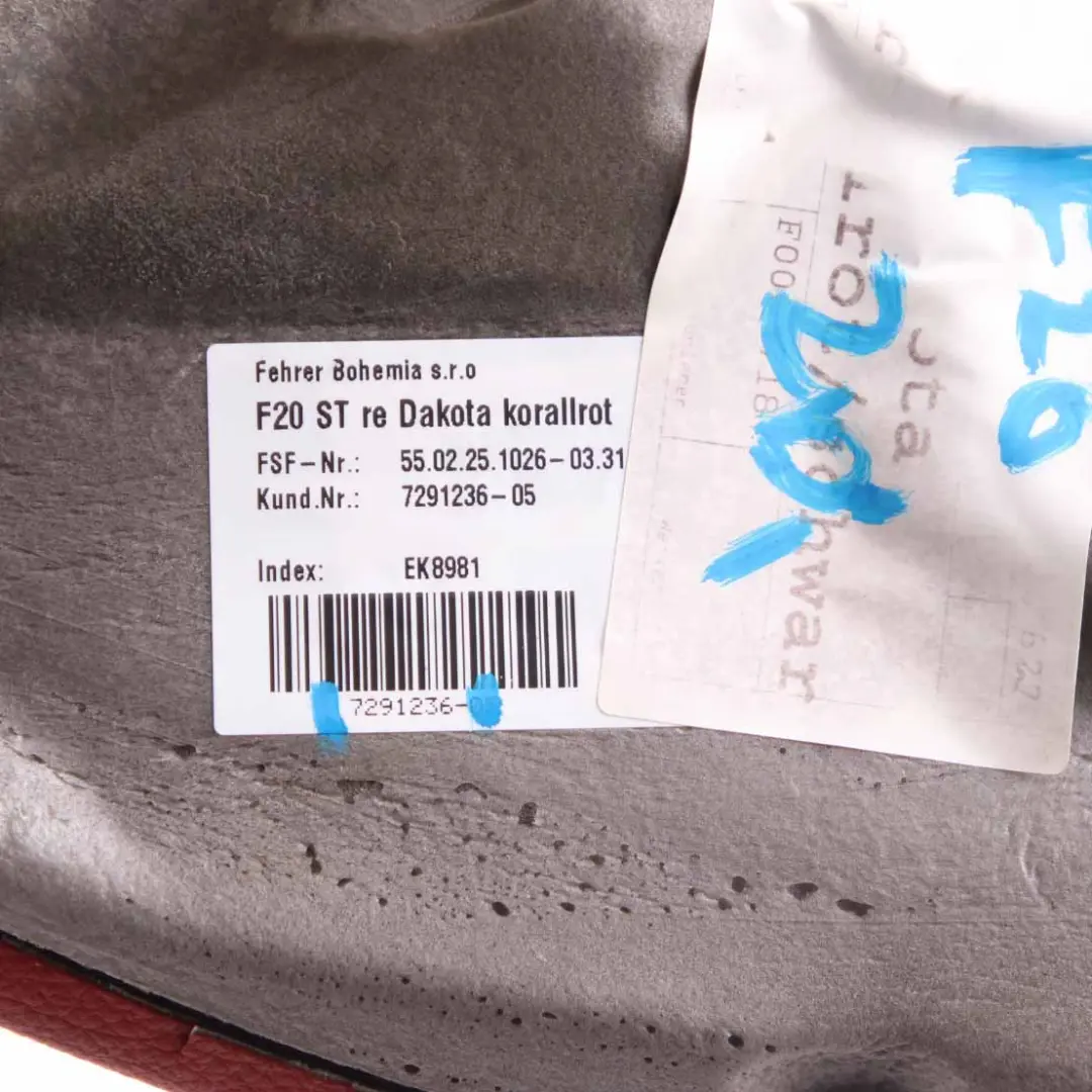  Acabado Asiento BMW F20 F21 Trasero Derecho Lado Revestimiento Tapa Rojo Coral - SKU 7291236 - Número de pieza 7291236