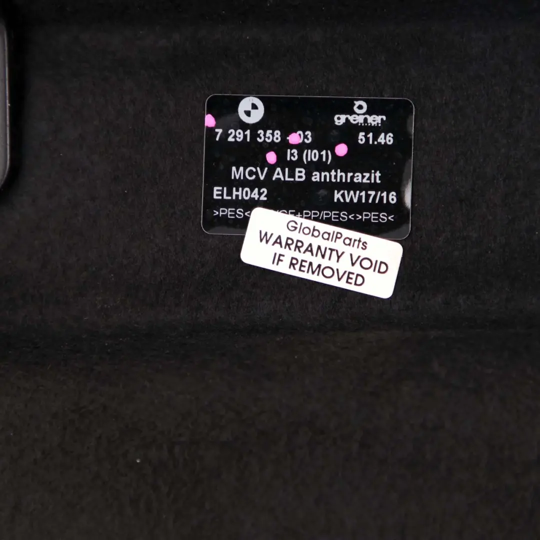 BMW i3 I01 Rear Window Parcel Shelf Boot Trunk Load Cover Black - SKU 7291358 - Part number 7291358