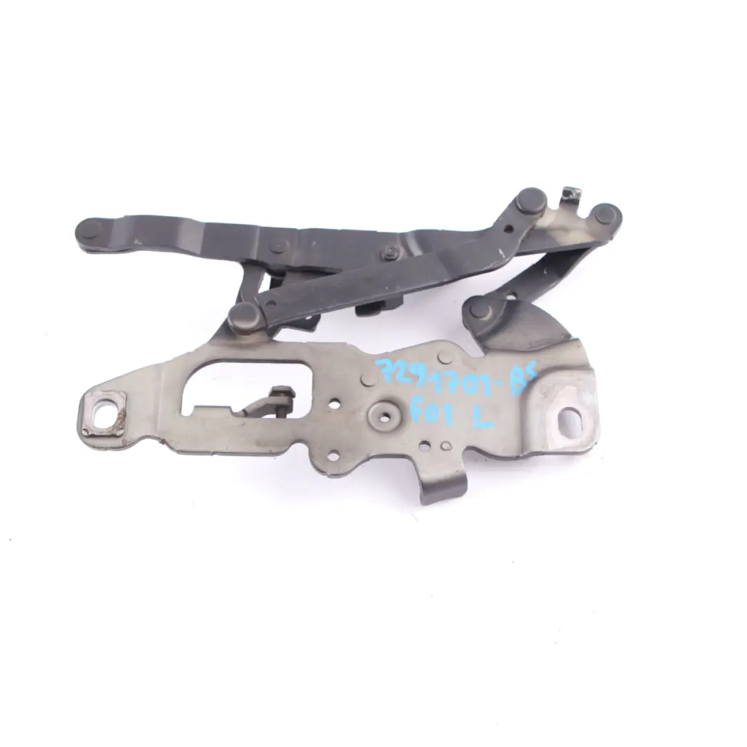 Motor Capó Bisagra Izquierdo Negro Zafiro Metálico 475 7250805 para BMW F01 con número de pieza 7291701 BMW F01 Motor Capó Bisagra Izquierdo Negro Zafiro Metálico 475 7250805 - SKU 7291701-BS - Número de pieza 7291701