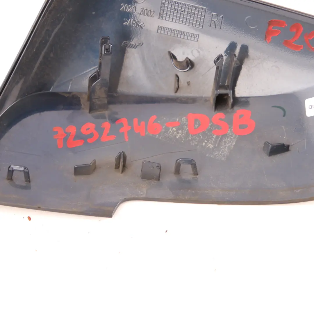 Wing Mirror Cover BMW F20 F30 1 Cover Cap Casing Right O/S Tiefseeblau Blue A76 to with Part number 7292746 Wing Mirror Cover BMW F20 F30 1 Cover Cap Casing Right O/S Tiefseeblau Blue A76 - SKU 7292746-DSB - Part number 7292746