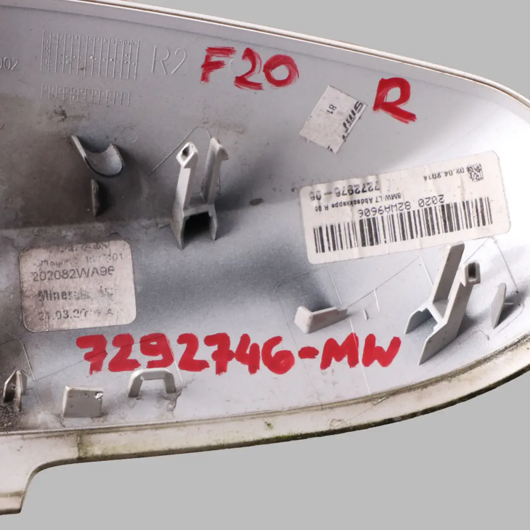  Copri specchietto BMW F20 F21 F30 Rivestimento destro Bianco Minerale A96 - SKU 7292746-MW - Numero di parte 7292746