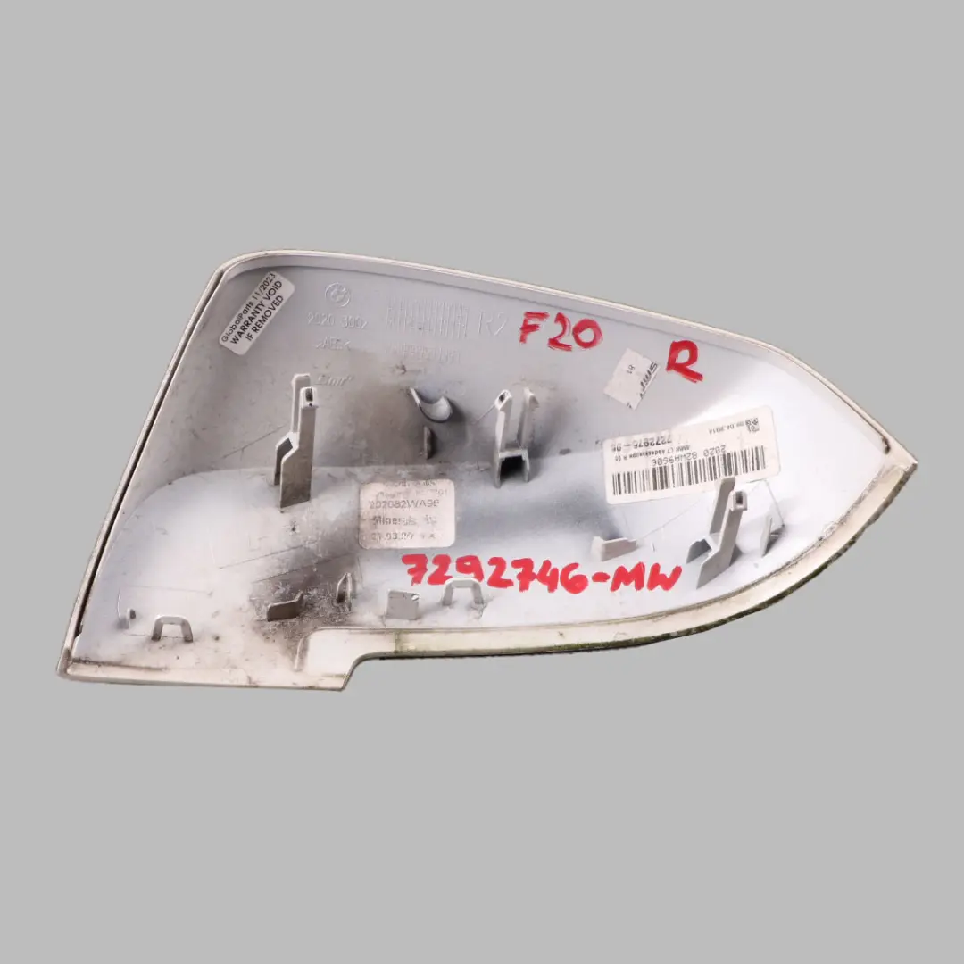 Copri specchietto BMW F20 F21 F30 Rivestimento destro Bianco Minerale A96 per con numero di parte 7292746 Copri specchietto BMW F20 F21 F30 Rivestimento destro Bianco Minerale A96 - SKU 7292746-MW - Numero di parte 7292746