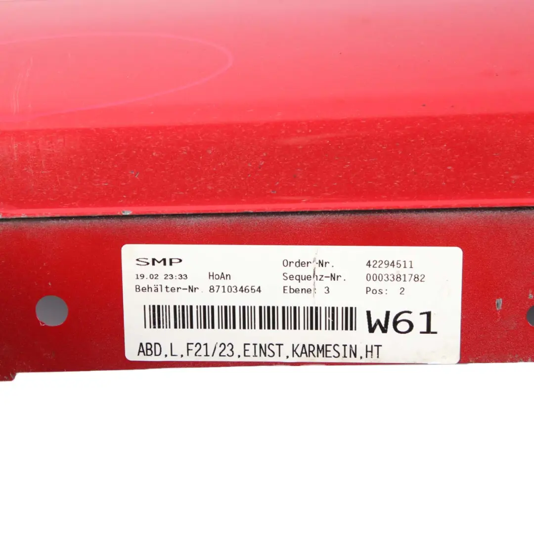 BMW 1 2 F21 F22 F23 Sill Strip Side Skirt Left N/S Karmesinrot Crimson Red - A61 - SKU 7293543-KAR - Part number 7293543