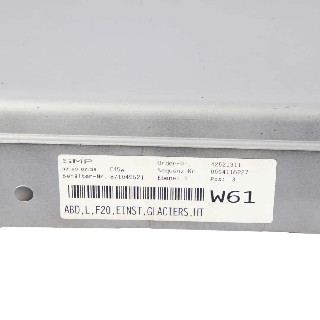 Sill Strip Side Skirt Left N/S Glaciersilber Silver Metallic - A83 to BMW 1 F20 with Part number 7293553 BMW 1 F20 Sill Strip Side Skirt Left N/S Glaciersilber Silver Metallic - A83 - SKU 7293553-GSB - Part number 7293553