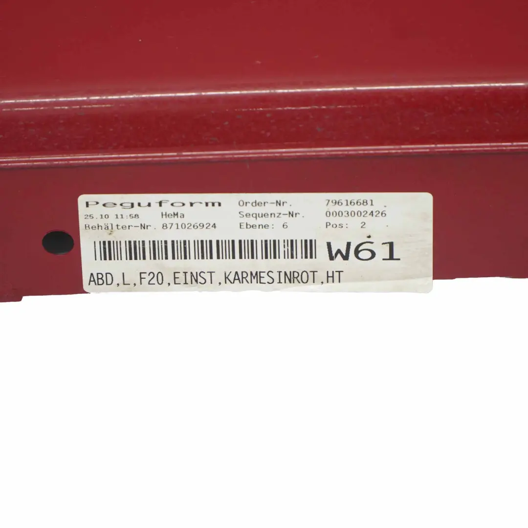 Próg Lewy Karmesinrot Crimson Red - A61 do BMW F20 o numerze 7293553 BMW F20 Próg Lewy Karmesinrot Crimson Red - A61 - SKU 7293553-KAR5 - Numer Części 7293553