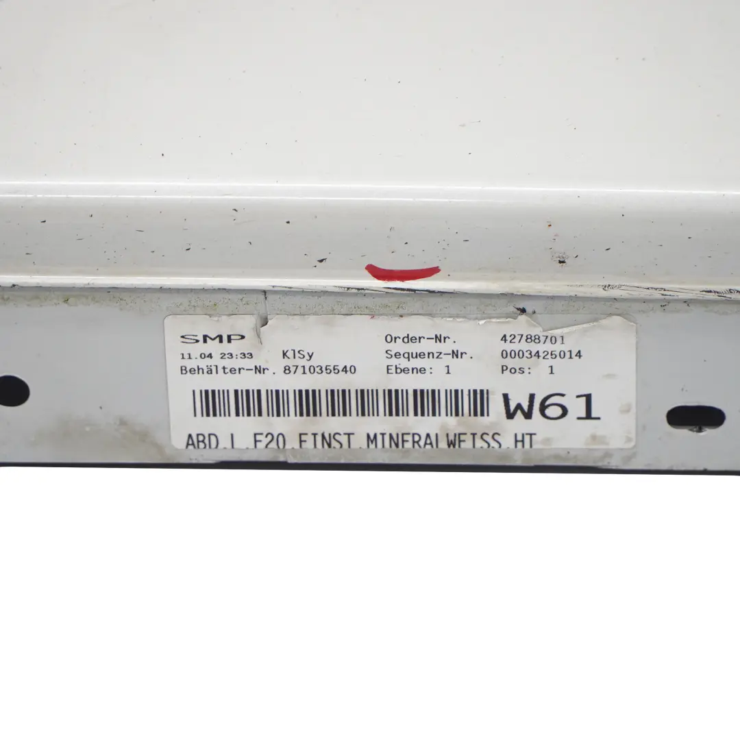 BMW F20 Side Skirt Door Sill Strip Cover Left N/S Mineral White Metallic - A96 - SKU 7293553-MW1 - Part number 7293553