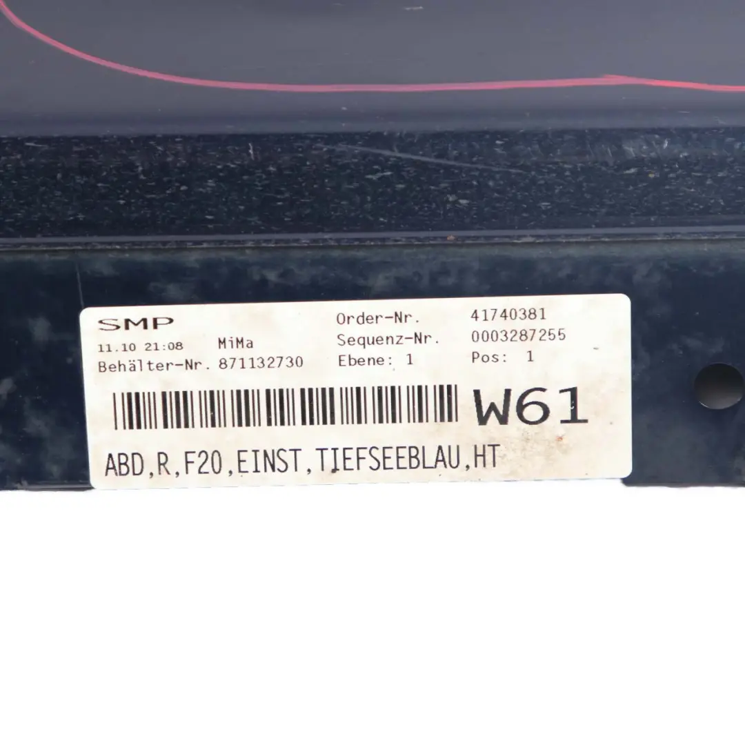 Sill Strip Side Skirt Right O/S Tiefseeblau Deep Sea Blue Metallic - A76 to BMW F20 with Part number 7293554 BMW F20 Sill Strip Side Skirt Right O/S Tiefseeblau Deep Sea Blue Metallic - A76 - SKU 7293554-DSB1 - Part number 7293554