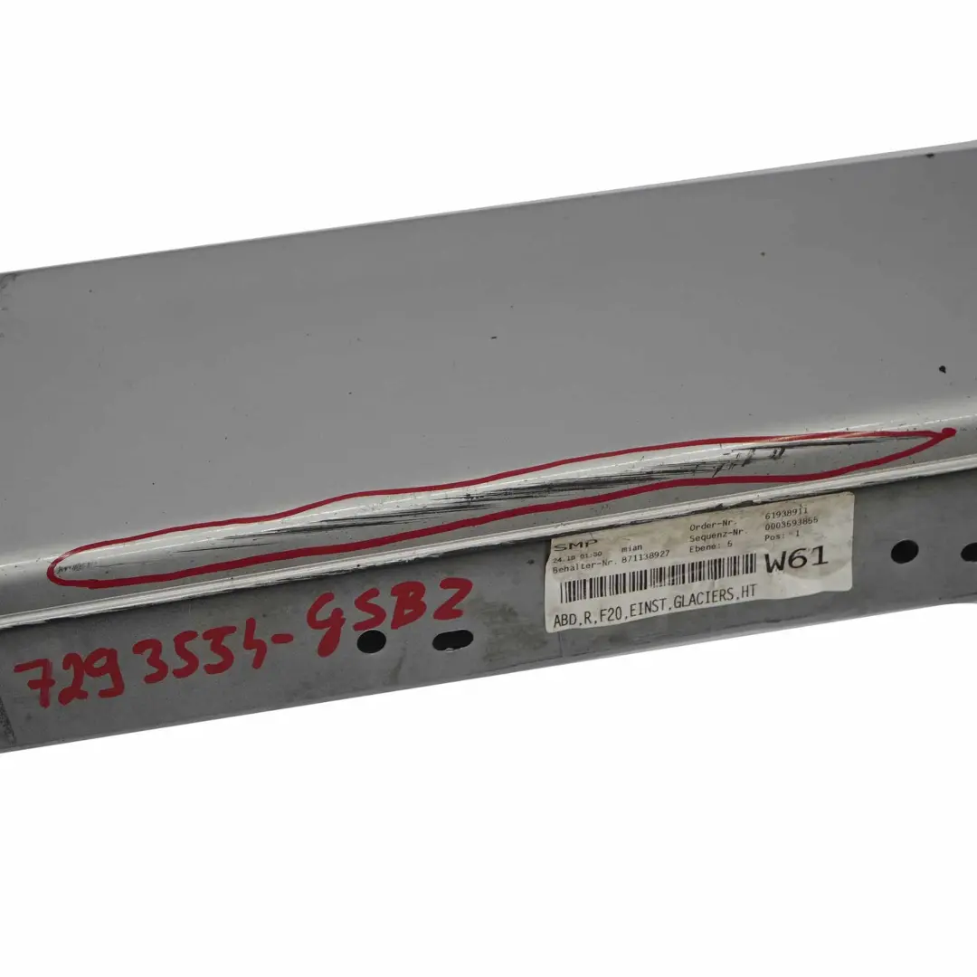 Bande seuil jupe laterale Droit Glacier Silber Argent Metallic - A83 pour BMW F20 à propos du numéro de pièce 7293554 BMW F20 Bande seuil jupe laterale Droit Glacier Silber Argent Metallic - A83 - SKU 7293554-GSB2 - Numéro de pièce 7293554