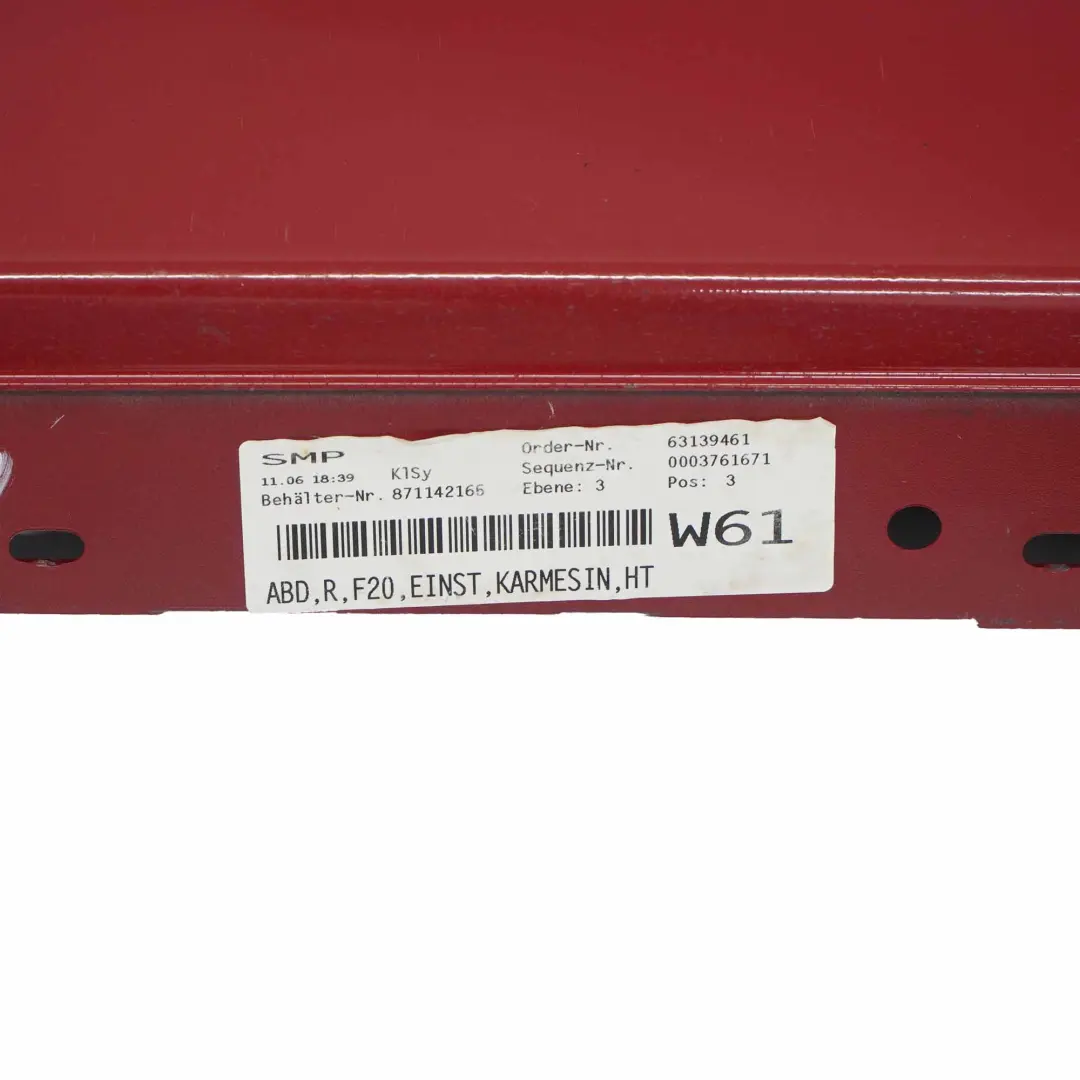 BMW F20 Striscia davanzale Gonna laterale destra Karmesinrot Rosso Cremisi - A61 - SKU 7293554-KAR2 - Numero di parte 7293554